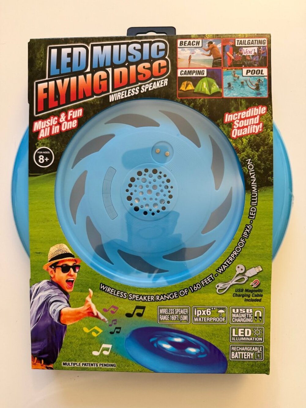 Blazing LEDz LED Music Flying Disc Wireless Speaker Blue